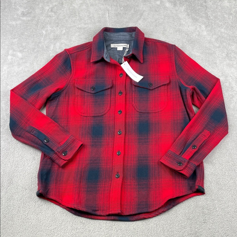 NEW Outerknown XS/S Women's‎ Blanket Shirt 100% Organic Cotton Red, Black